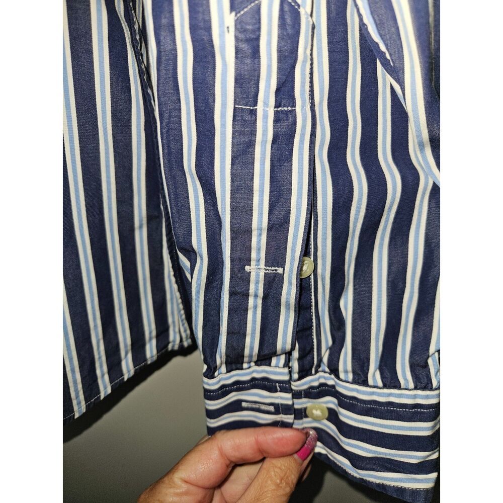 POLO RALPH LAUREN Blue Striped Button Down Dress Shirt 100% Cotton Medium - Picture 6 of 6